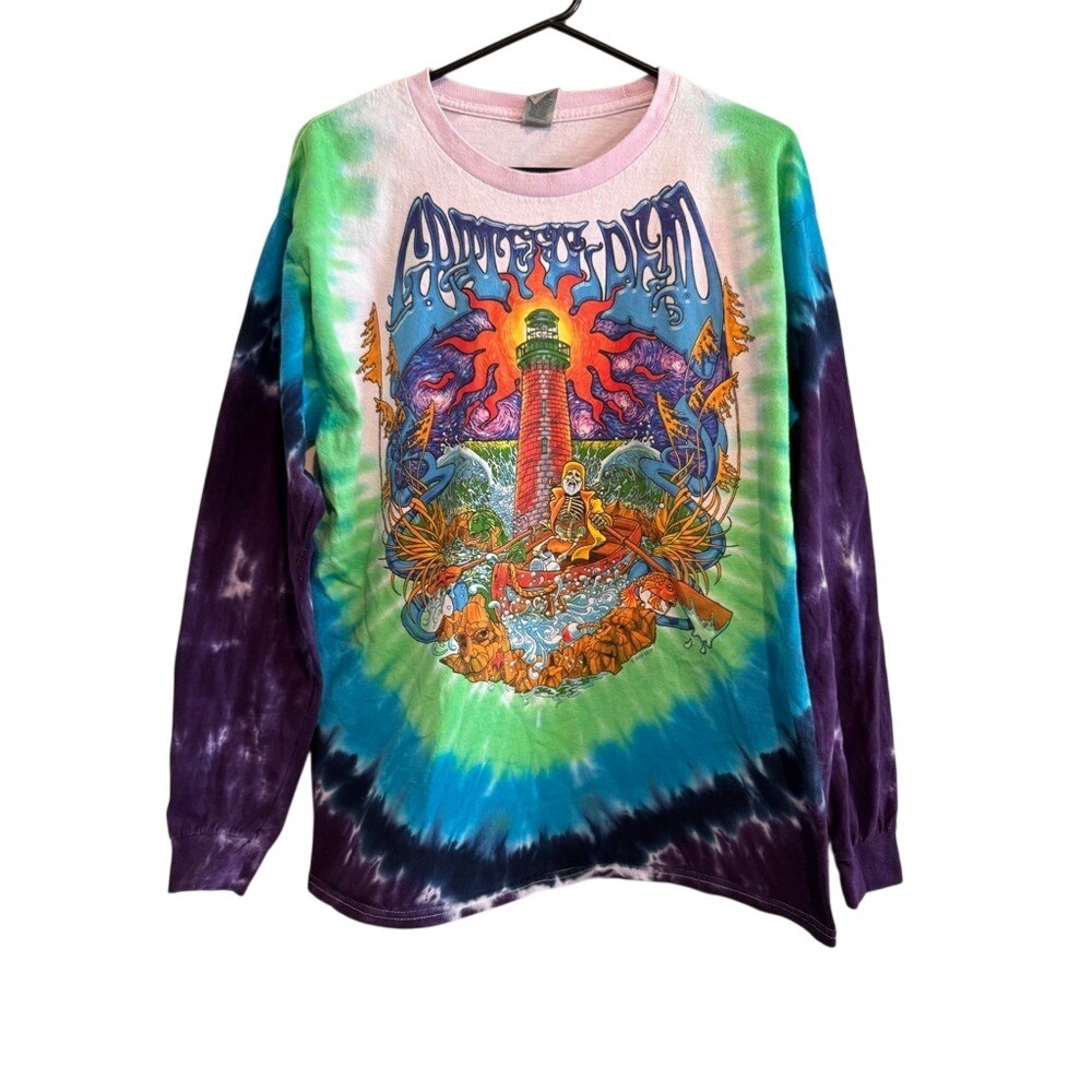 Grateful Dead Graphic Tee Mens Large Multi Excellent 2000 Lighthouse Tie Dye LS